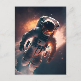 Astronaut i vykort för rymden