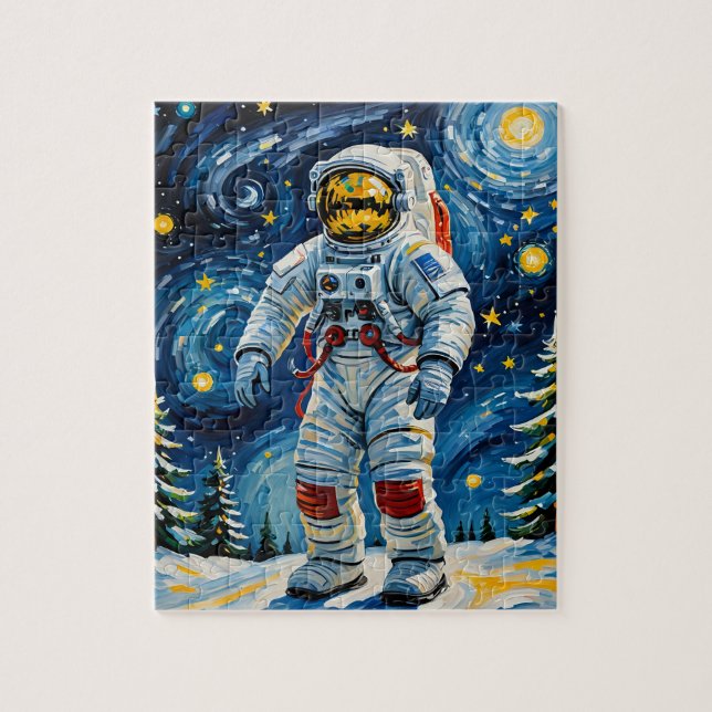 Astronaut i Winter Forest Pussel (Vertikal)