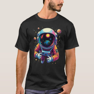 Astronaut i yttre rymden Jorden i visir grafik T Shirt