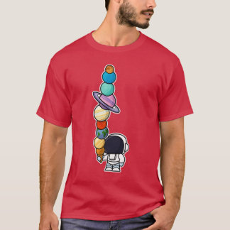 Astronaut Ice Cream Eating Planet-familjen T Shirt