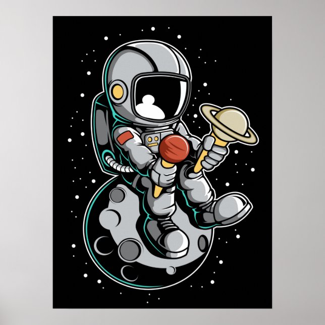 Astronaut Ice Cream Party Poster (Framsidan)