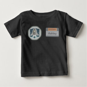 Astronaut Identity Badge and Rocket Logotyp T Shirt