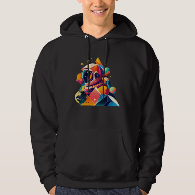 Astronaut in Space Aesthetic Wave Planet Eclipse   Hoodie (Framsida)
