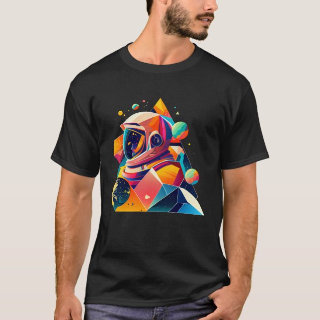 Astronaut in Space Aesthetic Wave Planet Eclipse   T Shirt (Framsida)
