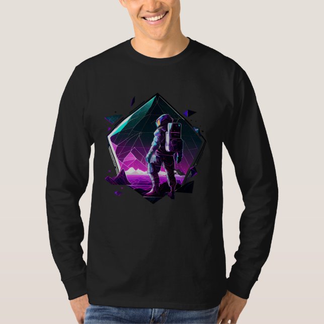 Astronaut in Space Aesthetic Wave Planet Eclipse   T Shirt (Framsida)