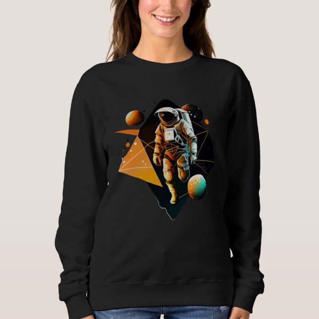 Astronaut in Space Aesthetic Wave Planet Eclipse   T Shirt (Framsida)