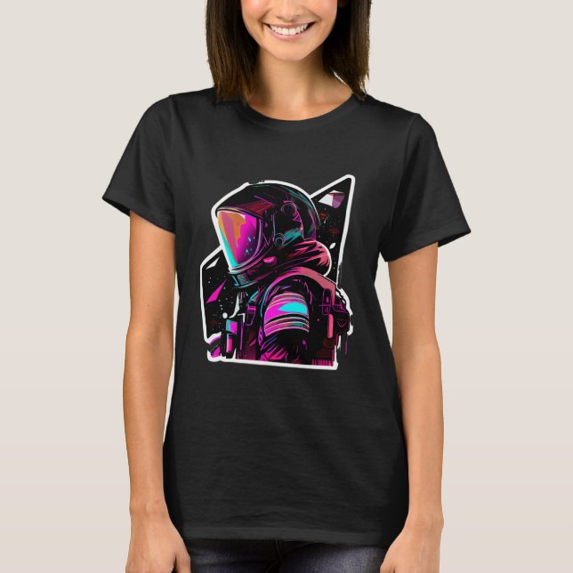 Astronaut in Space Aesthetic Wave Planet Eclipse   T Shirt (Framsida)