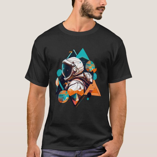 Astronaut in Space Aesthetic Wave Planet Eclipse   T Shirt (Framsida)