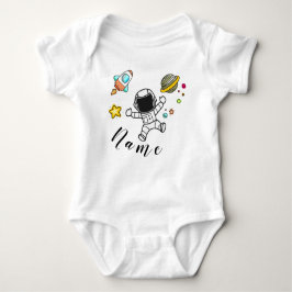 Astronaut in space with babies name t shirt