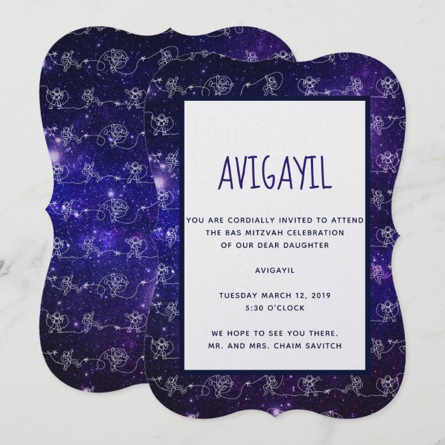 Astronaut Inbjudningar (Fram/baksida)