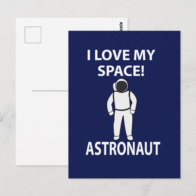 Astronaut jag älskar min rymd  vykort (Fram/baksida)