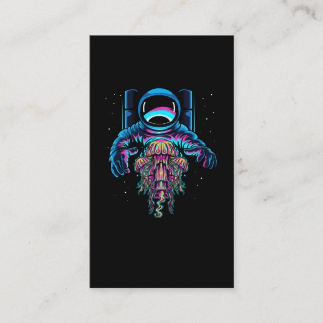 Astronaut Jelly Fishes Colorful Cosmonaut Visitkort (Framsida)