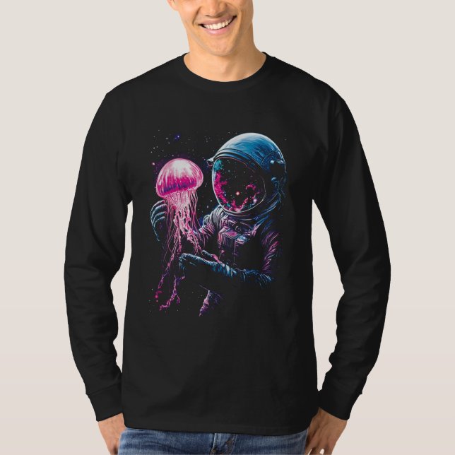Astronaut Jellyfish Outer Space Explorer Galaxy Sc T Shirt (Framsida)