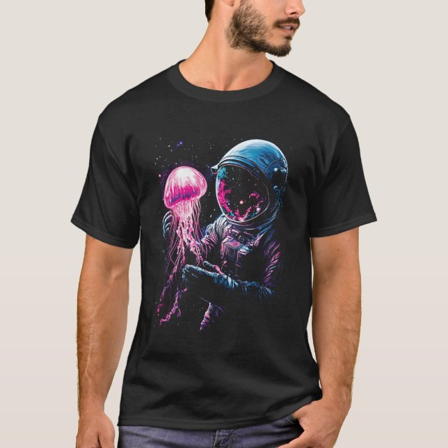 Astronaut Jellyfish Outer Space Explorer Galaxy Sc T Shirt (Framsida)