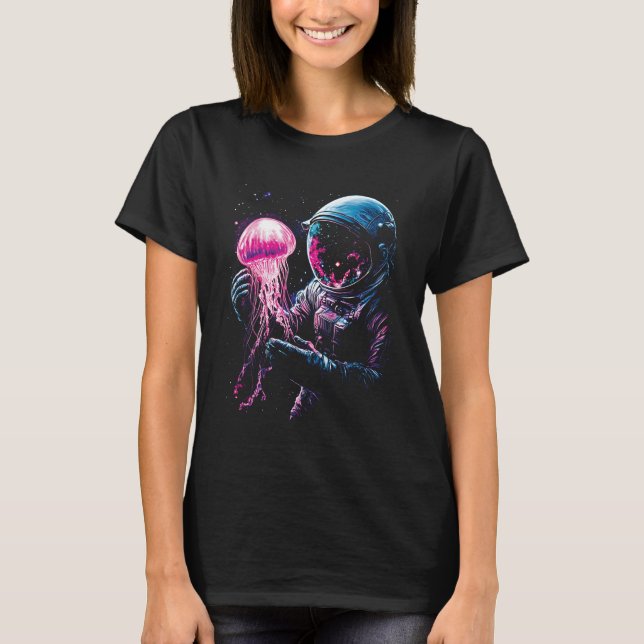Astronaut Jellyfish Outer Space Explorer Galaxy Sc T Shirt (Framsida)