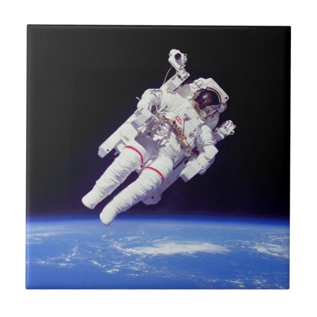 Astronaut Jetpack Rymdpromenad Jordens Omloppsbana Kakelplatta (Framsidan)