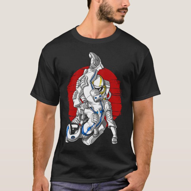 Astronaut Jiu-Jitsu Fighters T Shirt (Framsida)
