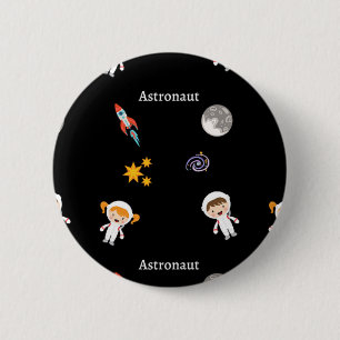 Astronaut-jobbet mönster på svart knapp