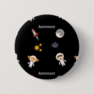 Astronaut-jobbet mönster på svart knapp