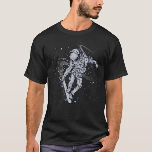 Astronaut Journeying på en skateboard T Shirt (Framsida)