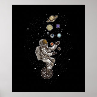 Astronaut Juggles Planets på en Unicle Spaceman Poster