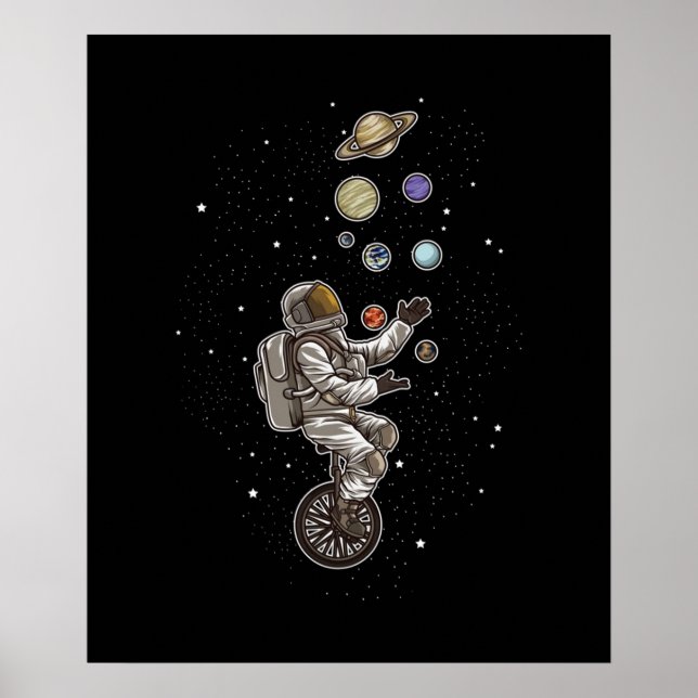Astronaut Juggles Planets på en Unicle Spaceman Poster (Framsidan)