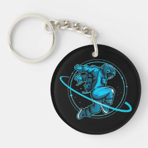 Astronaut Jumping Dancing Around Saturn Artwork