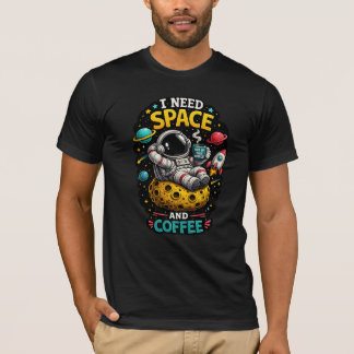 Astronaut Kaffe Älskare Rymd Humor T-Shirt Design
