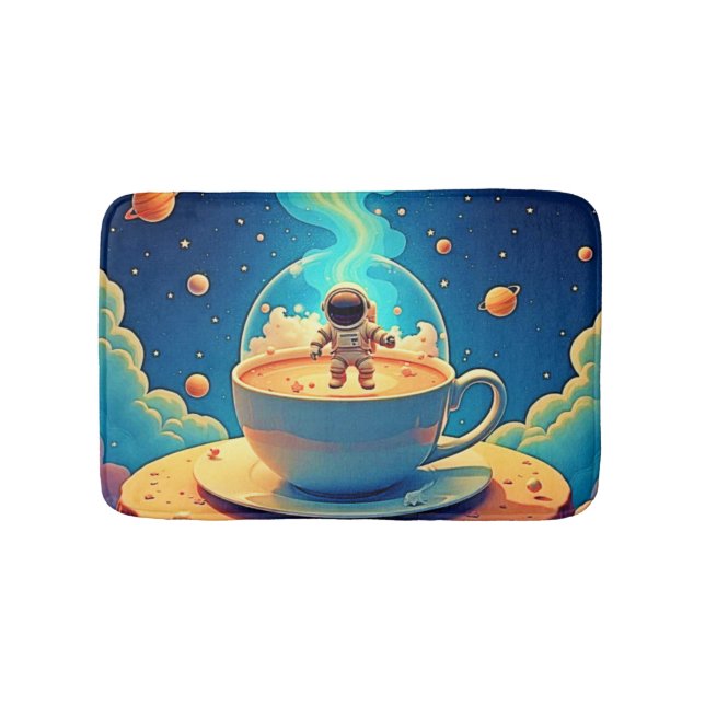 Astronaut Kaffe Rymd Konst Badrumsmatta (Framsidan)