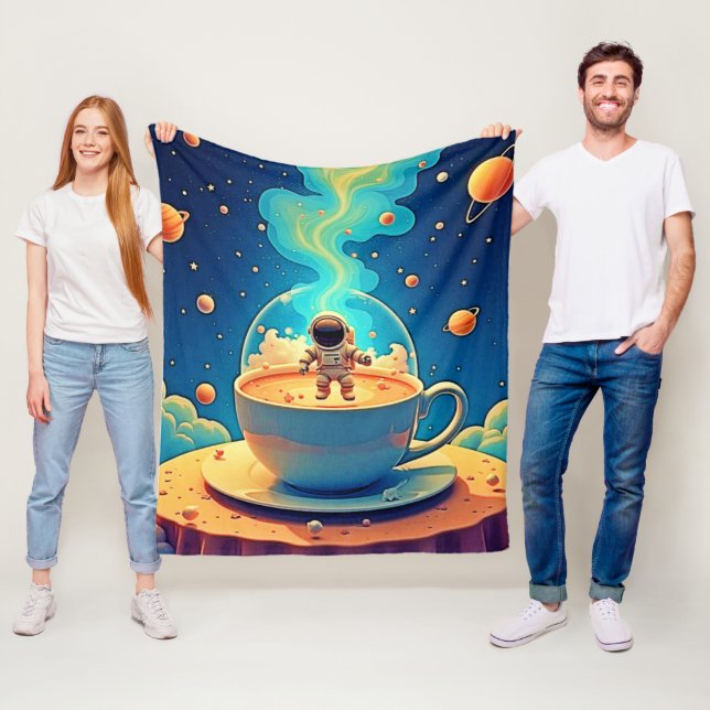 Astronaut Kaffe Rymd Konst Fleecefilt (På plats)