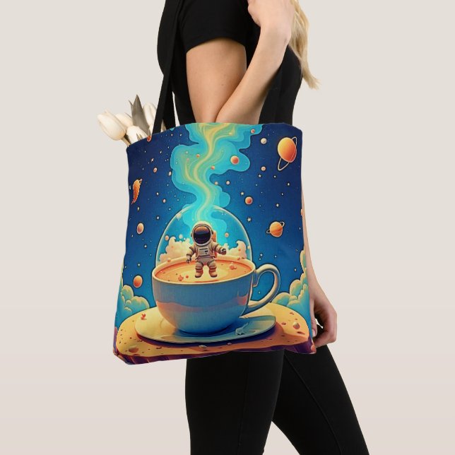Astronaut Kaffe Rymd Konst Tygkasse (Närbild)