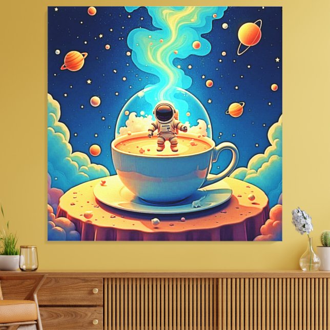 Astronaut Kaffe Rymdkonst Canvastryck (Insitu (Vardagsrum))