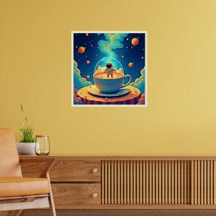 Astronaut Kaffe Rymdkonst Poster