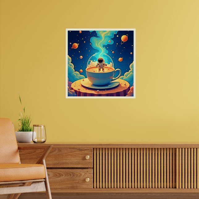 Astronaut Kaffe Rymdkonst Poster (Vardagsrum 2)