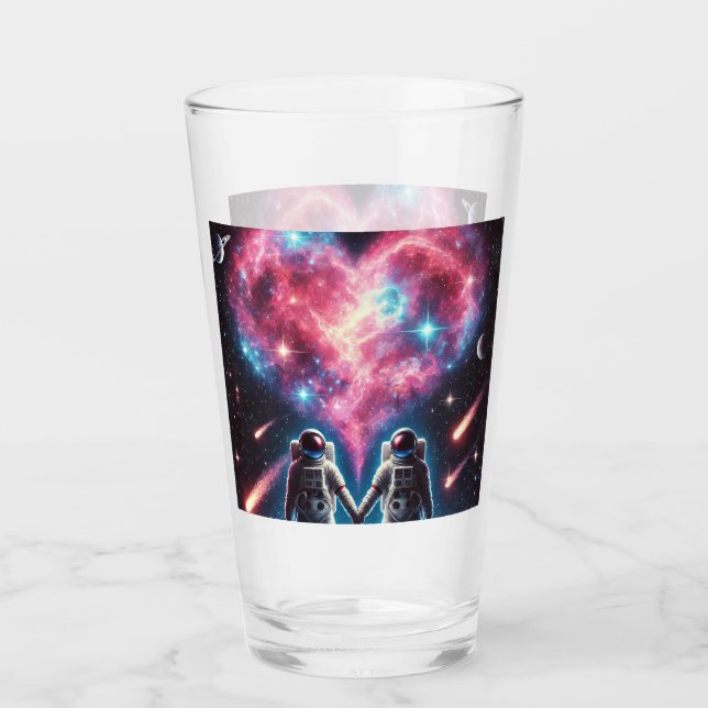 Astronaut Kärlek Galaxy Glass Kopp (Framsida)