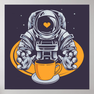 Astronaut Kärlek-kaffe Poster