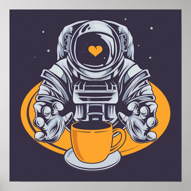 Astronaut Kärlek-kaffe Poster (Framsidan)