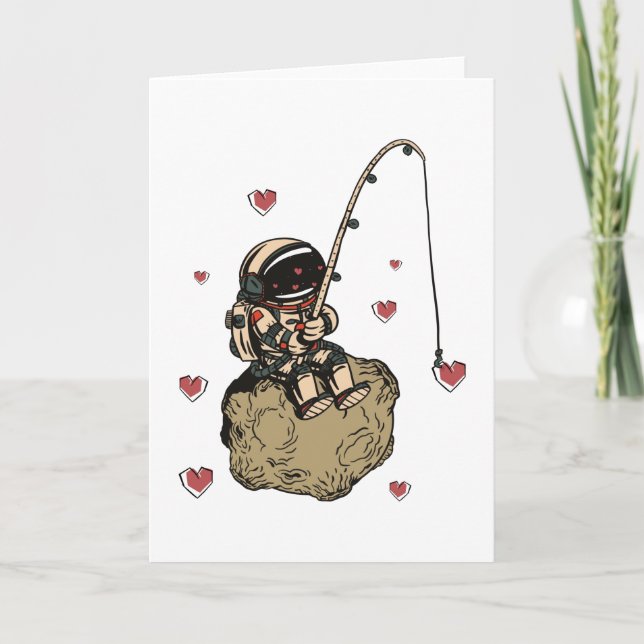 Astronaut Kärlek Valentine Heart Kort (Framsida)