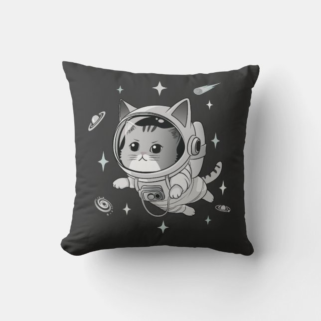 Astronaut Kat i Space Cute Cat Kudde (Framsida)