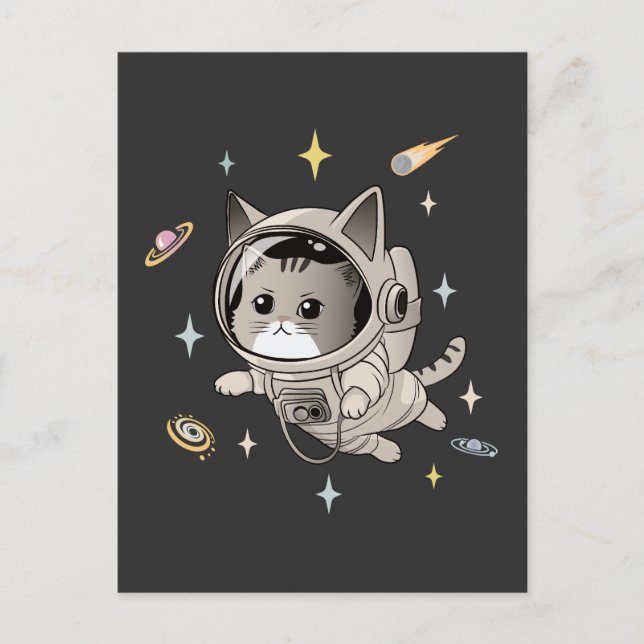 Astronaut Kat i Space Cute Cat Vykort (Framsida)
