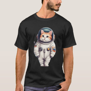 Astronaut Kat Kitten Us Flagga Astronomy Space Sci T Shirt