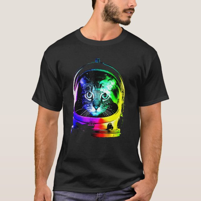 Astronaut Kat Space Katt För manar kvinnor barn T Shirt (Framsida)