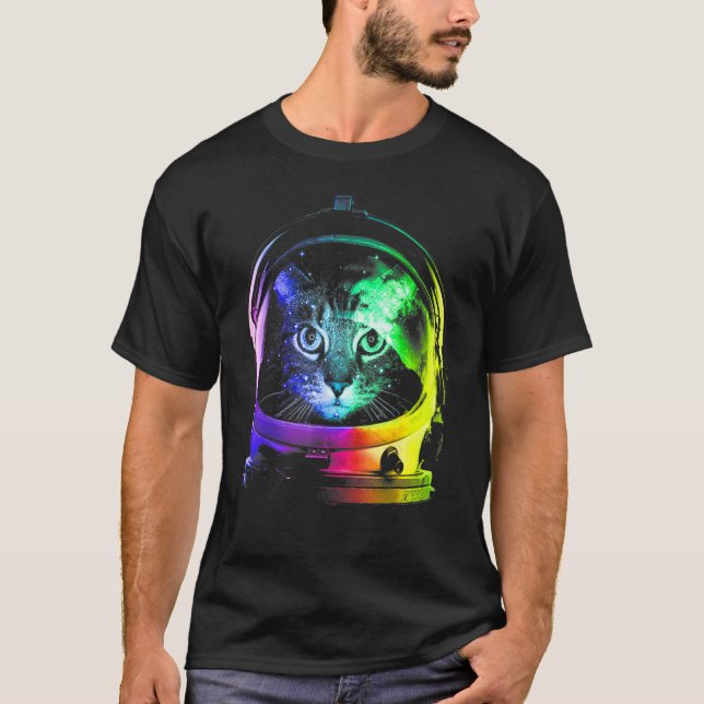 Astronaut Kat Space Katt För manar kvinnor barn T Shirt (Framsida)