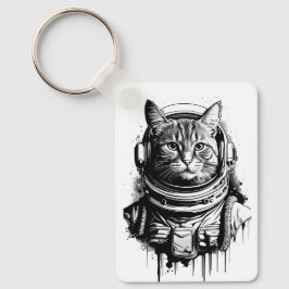 Astronaut Kat Tintkonst Nyckelring