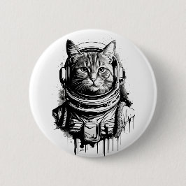 Astronaut Katt Bläck Konst Knapp
