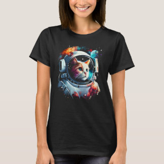 Astronaut Katt eller Rolig Rymdkatt på Galaxy Katt T Shirt
