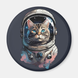 Astronaut Katt I Rymden Akvarell Konst Magnet