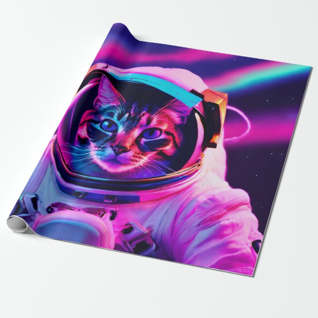 astronaut-katt presentpapper (Utrullad)