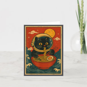 Astronaut Katt Ramen Japanska Grafiska Tees Män Kv Kort