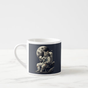Astronaut Katt som Dricker Kopp Kaffe Espressomugg